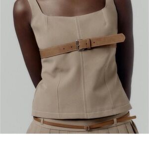 Zara Women's Tan Belted Top